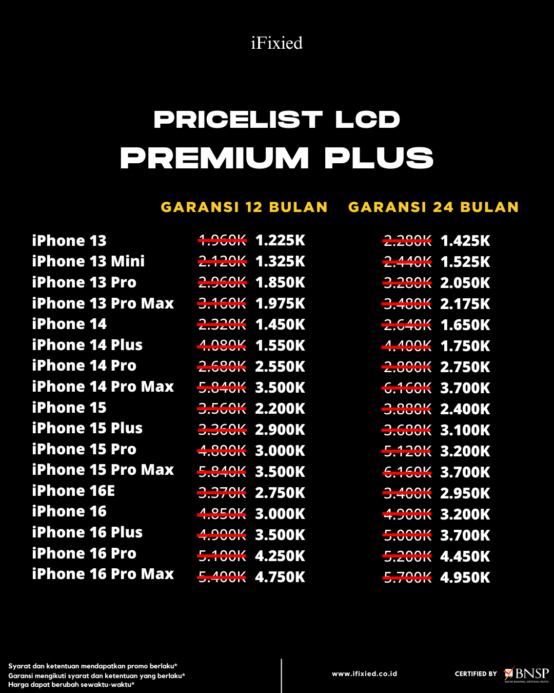 Daftar Harga Servise iPhone di