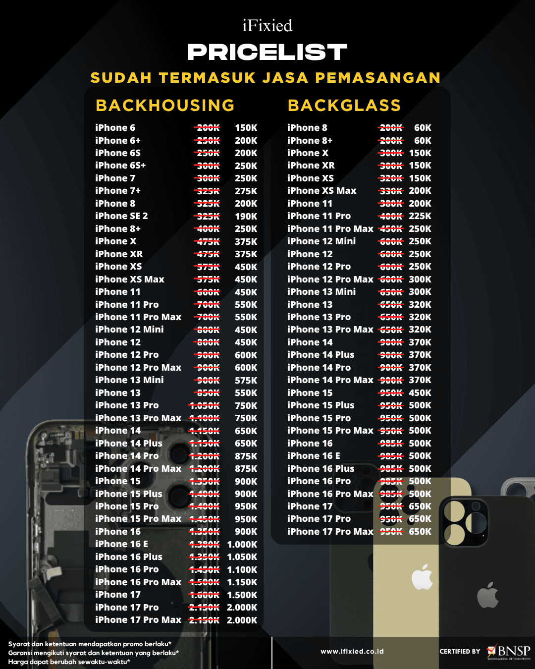 Daftar Harga Servise iPhone di